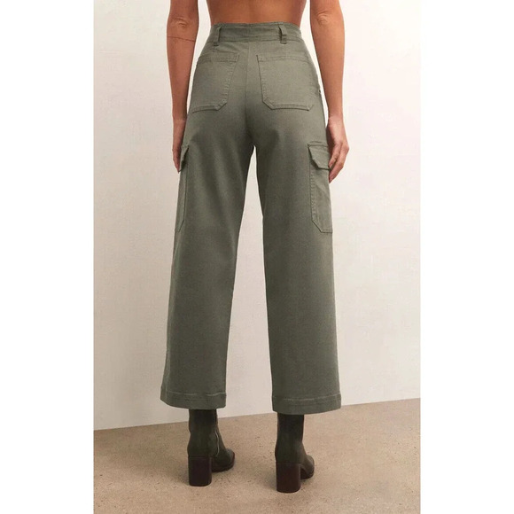 Z Supply Noah Cargo Pant in Evergreen size Large NWOT High waist Ankle Length - Picture 3 of 11